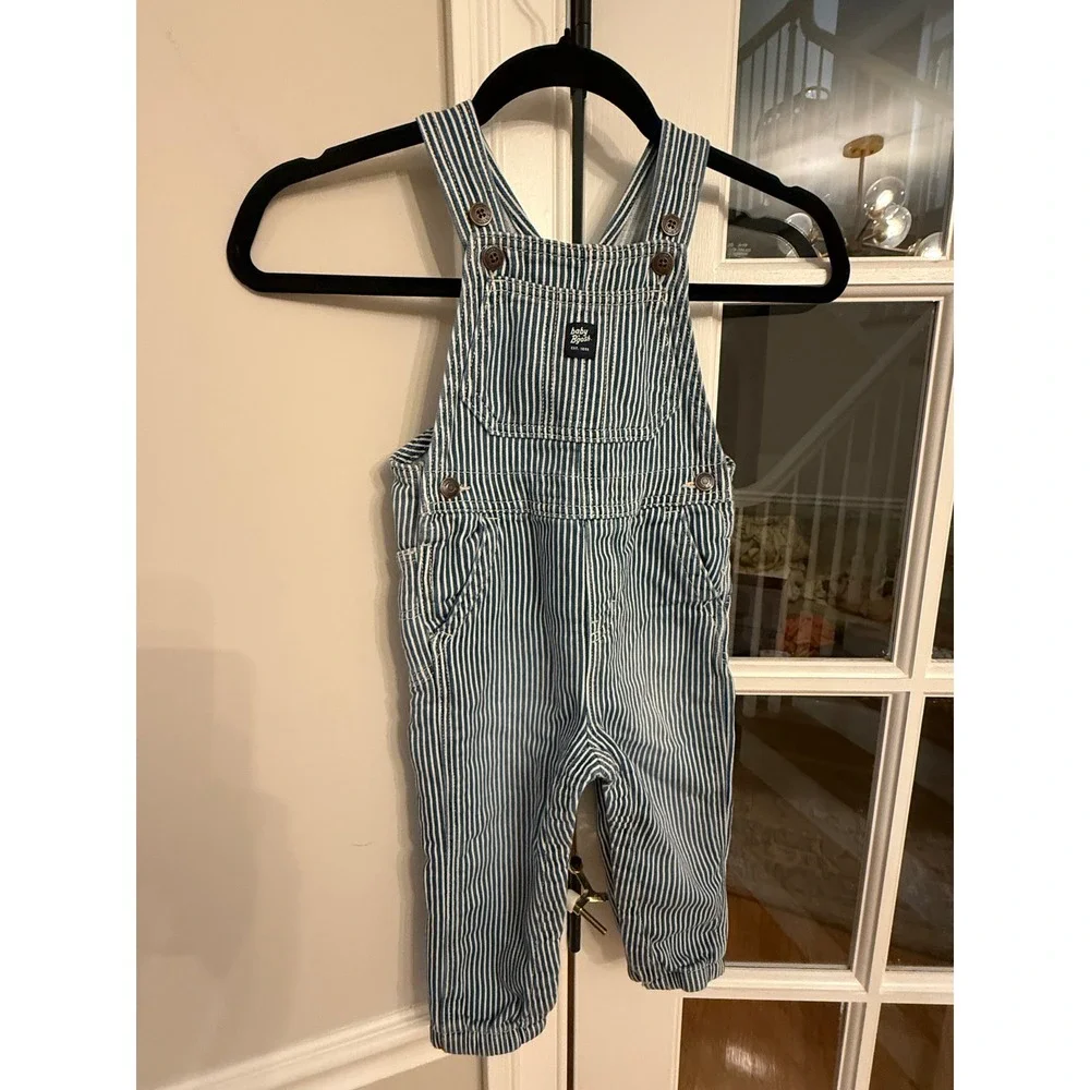 Baby Bgosh Hickory Stripe Denim Overalls Blue White 24M OSH11772 SSI